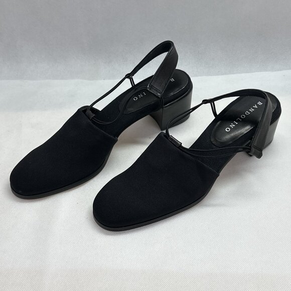 NIB Bandolino B-Ontario Black Stretch Fabric Sling-Back Heels - Picture 5 of 8